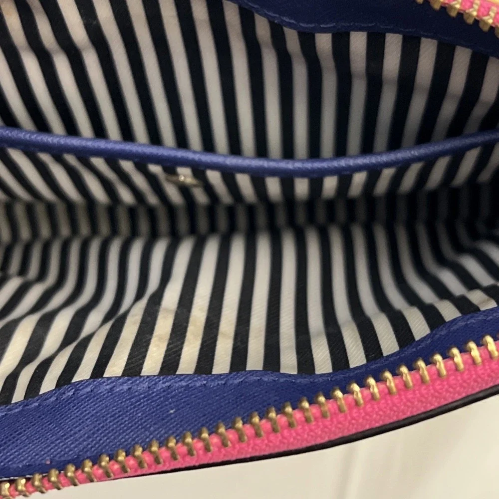 Kate Spade Cameron St Straw Pink Orange Blue Clarise Crossbody Fair 9.5